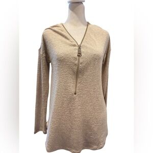 Soft Surroundings Beige Quarter Zip Lightweight Sweater - Size Small